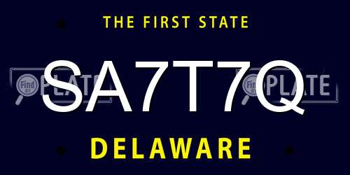 SA7T7Q Delaware License Plate