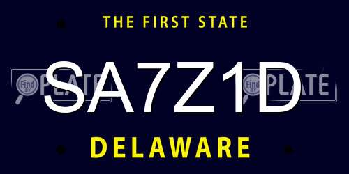 SA7Z1D Delaware License Plate