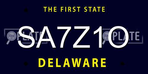 SA7Z1O Delaware License Plate