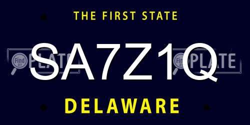 SA7Z1Q Delaware License Plate