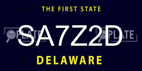 SA7Z2D Delaware License Plate