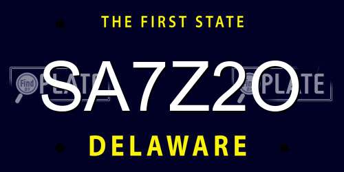 SA7Z2O Delaware License Plate