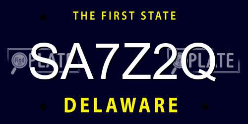 SA7Z2Q Delaware License Plate
