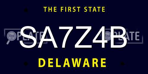 SA7Z4B Delaware License Plate