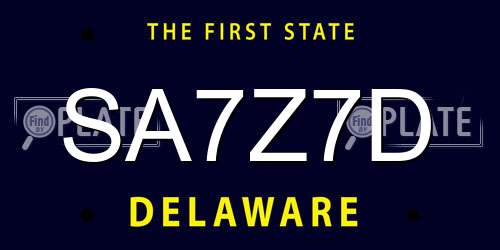 SA7Z7D Delaware License Plate