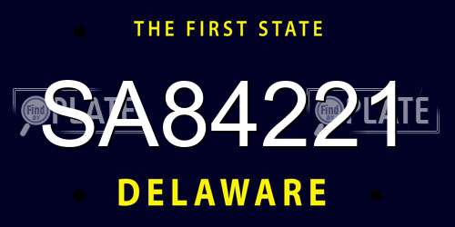 SA84221 Delaware License Plate