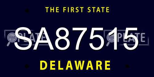 SA87515 Delaware License Plate