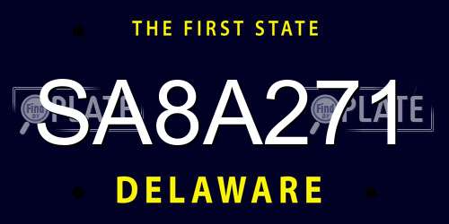 SA8A271 Delaware License Plate
