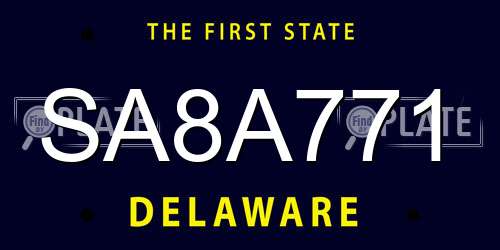 SA8A771 Delaware License Plate