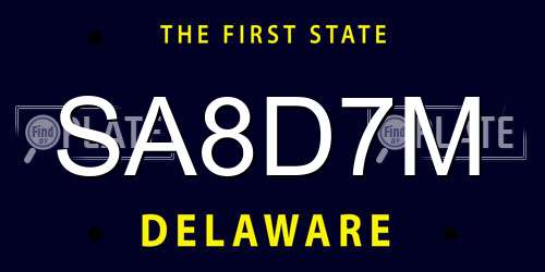 SA8D7M Delaware License Plate
