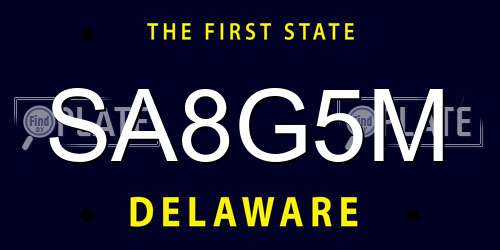 SA8G5M Delaware License Plate