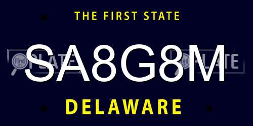 SA8G8M Delaware License Plate