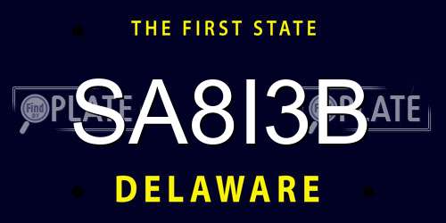 SA8I3B Delaware License Plate
