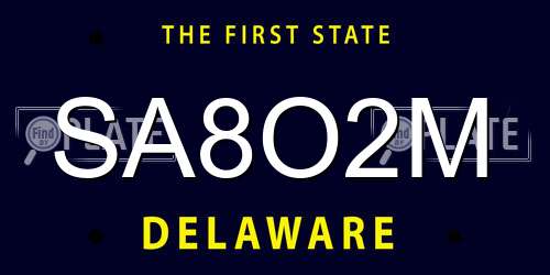 SA8O2M Delaware License Plate