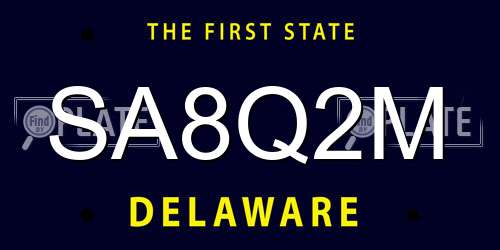 SA8Q2M Delaware License Plate
