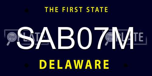 SAB07M Delaware License Plate