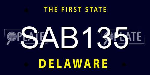 SAB135 Delaware License Plate
