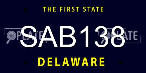 SAB138 Delaware License Plate