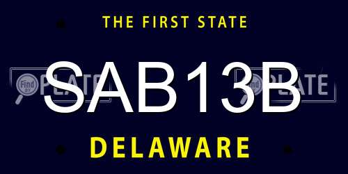 SAB13B Delaware License Plate