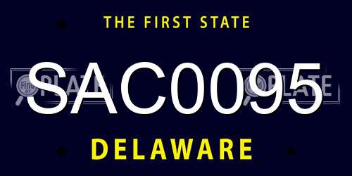 SAC0095 Delaware License Plate