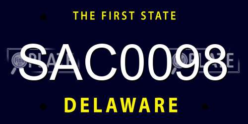 SAC0098 Delaware License Plate