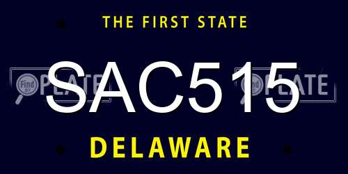 SAC515 Delaware License Plate