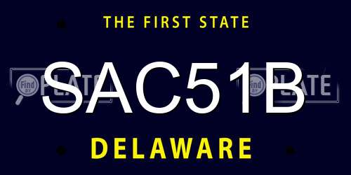 SAC51B Delaware License Plate