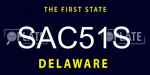 SAC51S Delaware License Plate