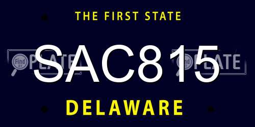 SAC815 Delaware License Plate