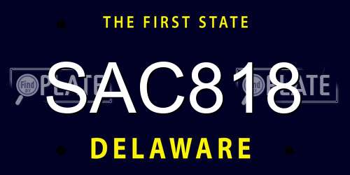 SAC818 Delaware License Plate