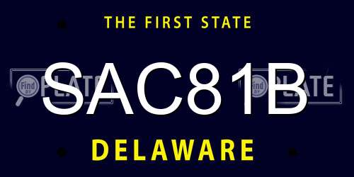 SAC81B Delaware License Plate