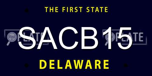 SACB15 Delaware License Plate