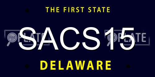 SACS15 Delaware License Plate
