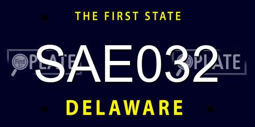 SAE032 Delaware License Plate