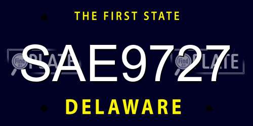 SAE9727 Delaware License Plate