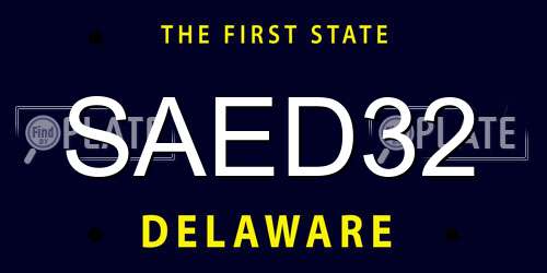 SAED32 Delaware License Plate