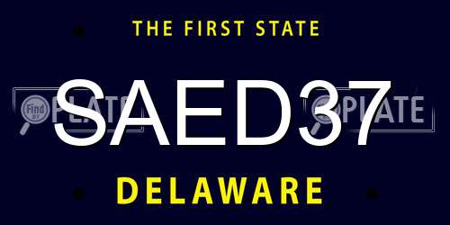 SAED37 Delaware License Plate