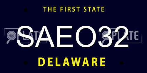 SAEO32 Delaware License Plate