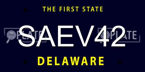 SAEV42 Delaware License Plate