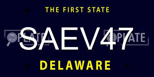 SAEV47 Delaware License Plate