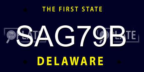 SAG79B Delaware License Plate