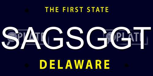 SAGSGGT Delaware License Plate