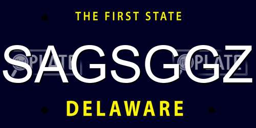 SAGSGGZ Delaware License Plate