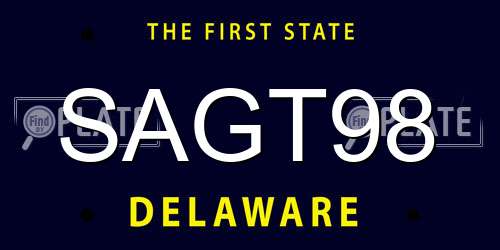 SAGT98 Delaware License Plate