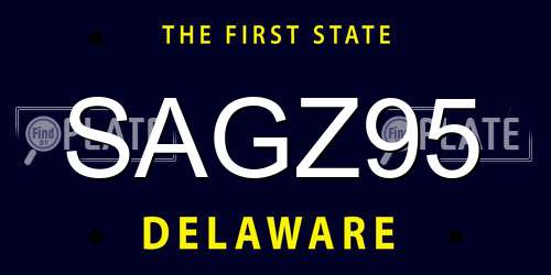 SAGZ95 Delaware License Plate