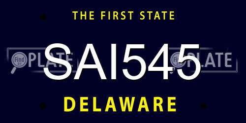 SAI545 Delaware License Plate