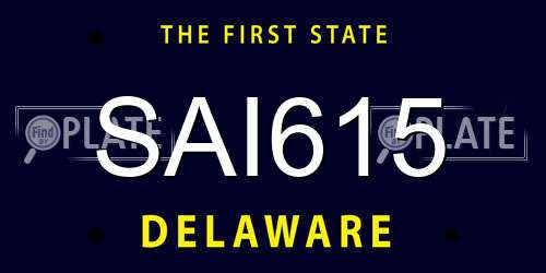 SAI615 Delaware License Plate