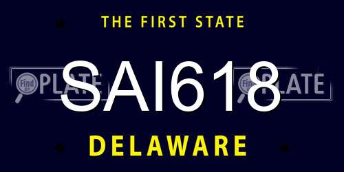 SAI618 Delaware License Plate