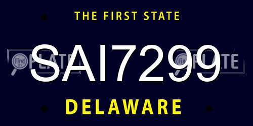 SAI7299 Delaware License Plate