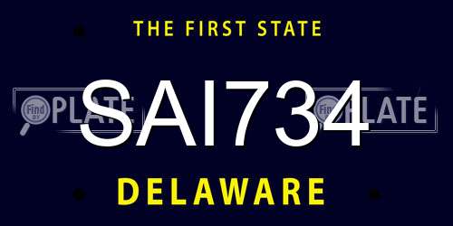 SAI734 Delaware License Plate